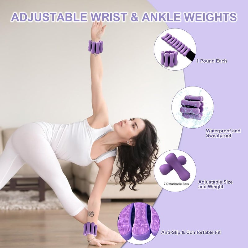 KANGFITER Pilates Equipment Kit for Home Workout, Pilates Ring and Ball Set with Adjustable Ankle Wrist Weights, Resistance Bands, Tape Measure, Bag, Pilates Essentials Accessories for Women Yoga - Image 4